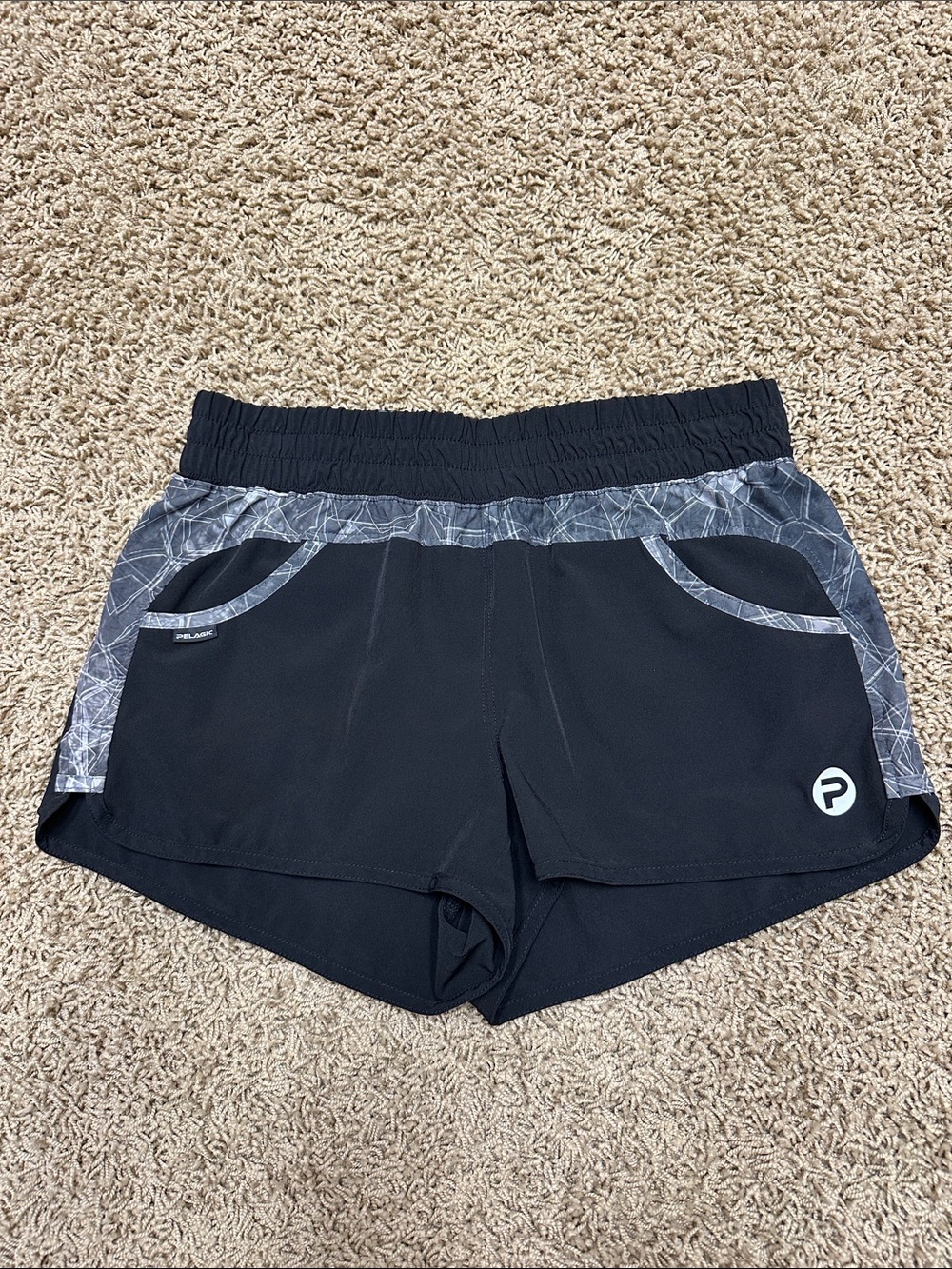 Pelagic Black Women’s Athletic Shorts with Gray Trim
